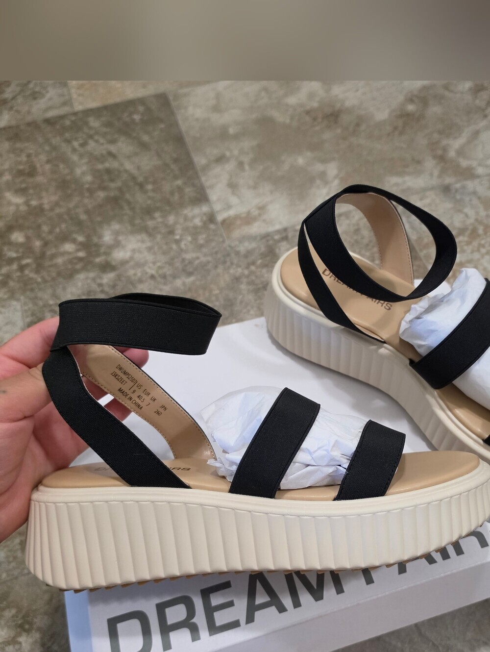 Dream Pairs Black Elastic Strap Platform Sandals